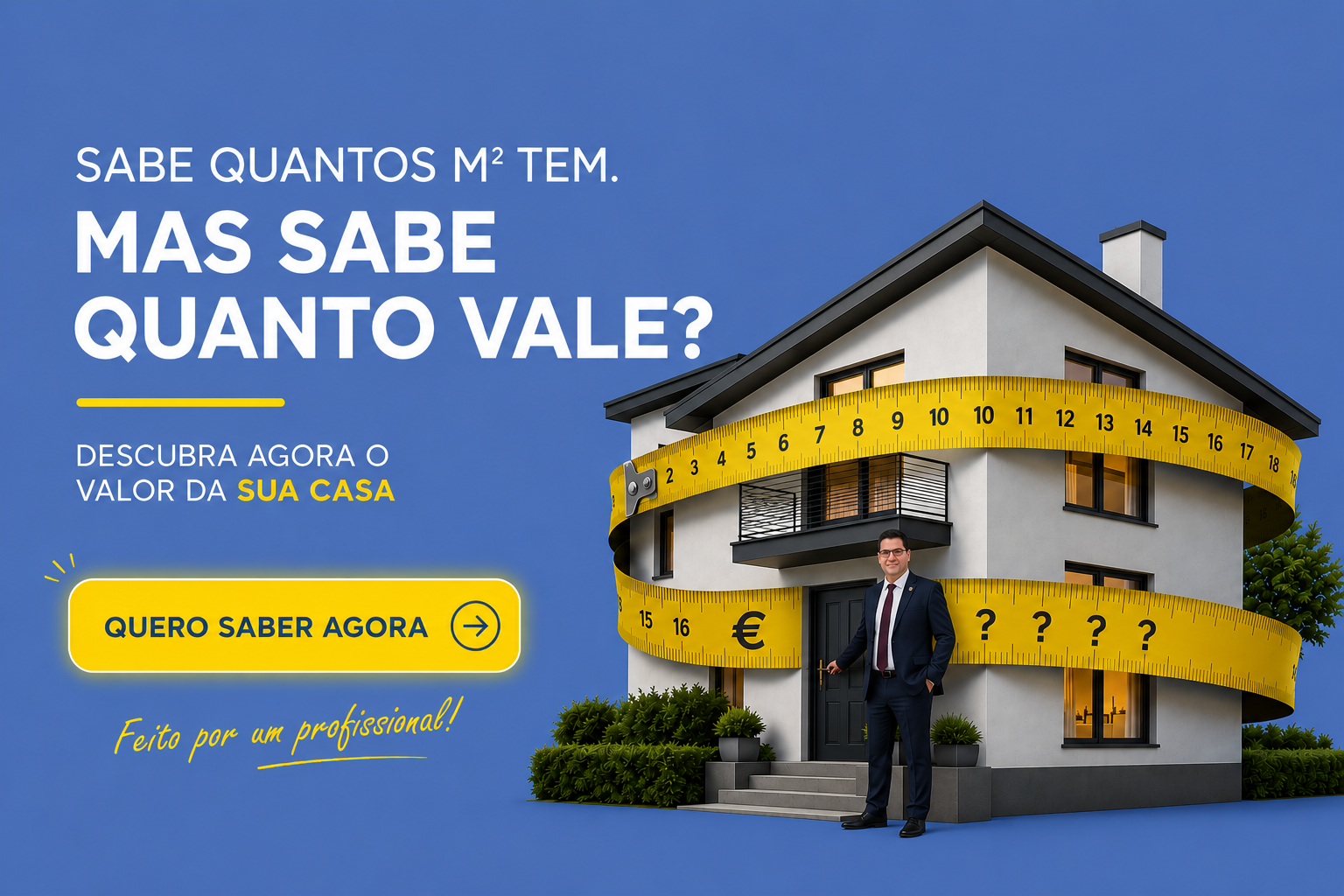 Sabe quantos m² tem. Mas sabe quanto vale? Descubra agora o valor da sua casa. Feito por um profissional!